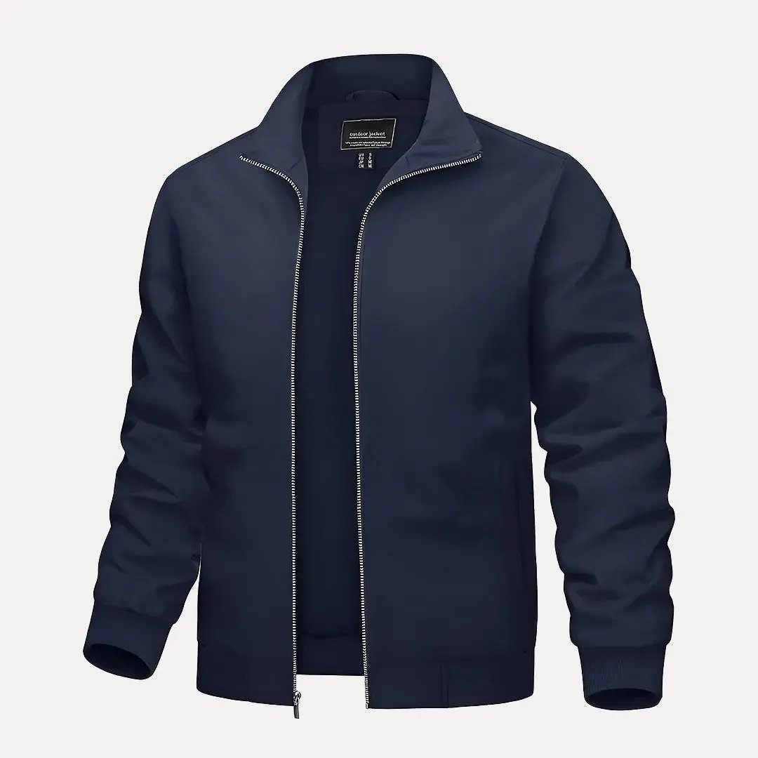 Lightweight Bomber Jacket with Stand Collar for Men – Ideal for Outdoor Activities